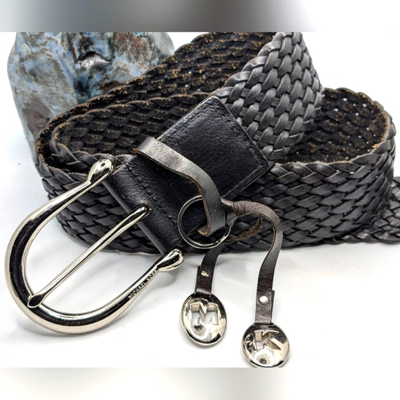 Michael Kors Black Woven Leather Belt - Picture 1 of 3